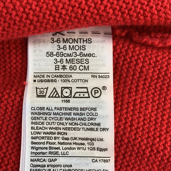 Girls, Baby Gap, Beautiful Little Red Cardigan, Nice Holiday Sweater, 3-6M - Picture 9 of 9